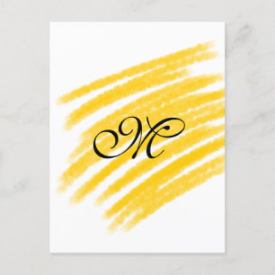 Carte Postale simple yellow watercolor lines add your monogragra