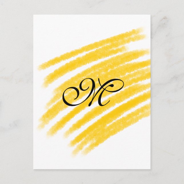 Carte Postale simple yellow watercolor lines add your monogragra (Devant)