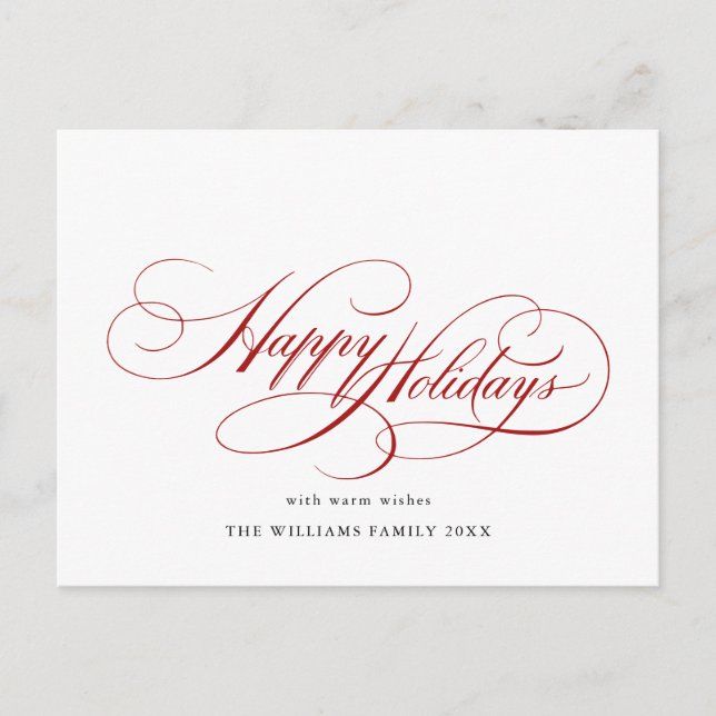 Carte Postale Simplement Élégant Noël Salutation de Joyeux Vacan (Devant)