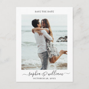 Carte Postale Simply Elegant Wedding Hearts Save the Date Photo