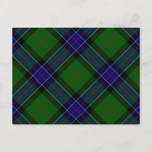 Carte Postale Sinclair tartan bleu vert plaid