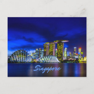 Carte Postale Singapore City Skyline La Nuit