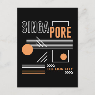 Carte Postale Singapour La Cité Lionne Design Géométrique Modern