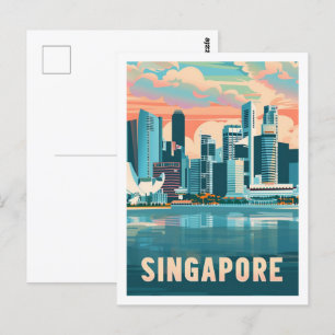 Carte Postale Singapour Vintage Lieu de voyage célèbre