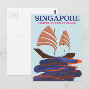 Carte Postale Singapour "Voyagez là-bas en avion"