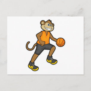 Carte Postale Singe au basketball