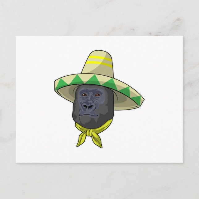 Carte Postale Singe au chapeau de paille (Devant)