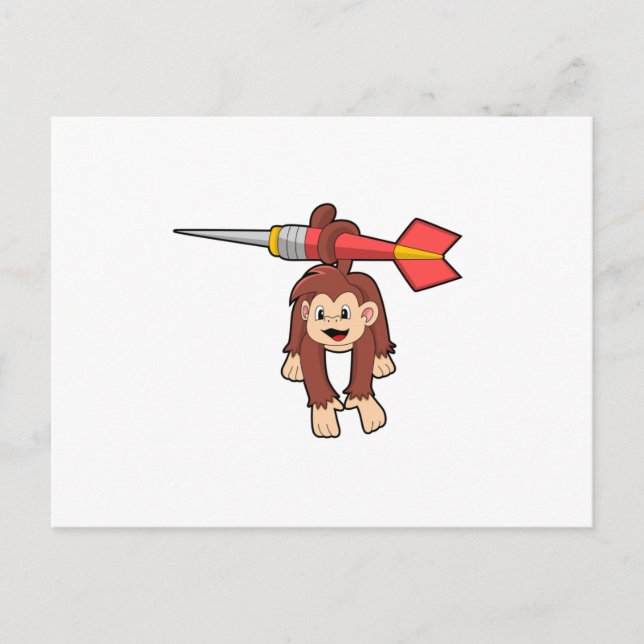 Carte Postale Singe aux fléchettes avec Dart (Devant)