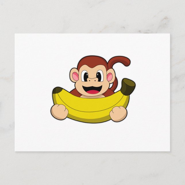 Carte Postale Singe avec banane (Devant)
