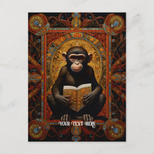 Carte Postale Singe avec livre