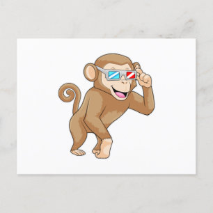 Carte Postale Singe avec lunettes