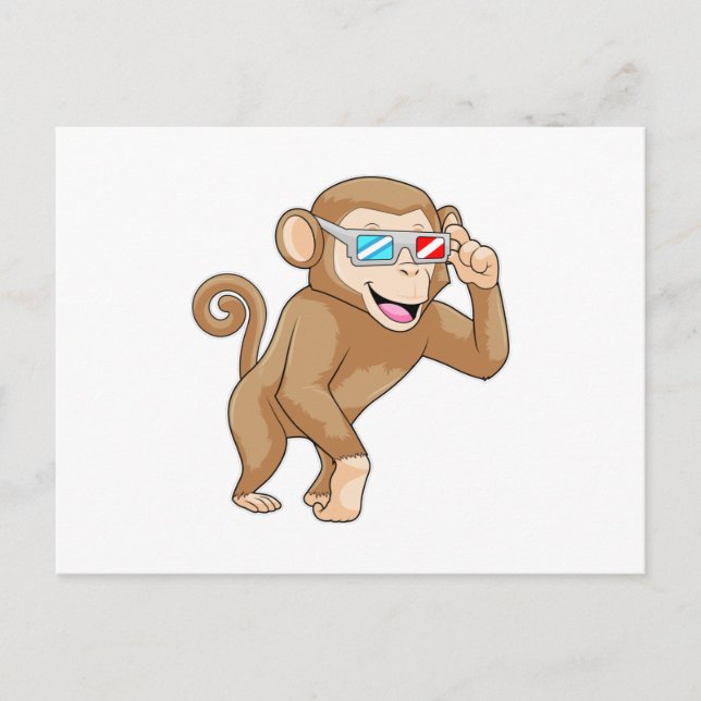 Carte Postale Singe avec lunettes (Devant)