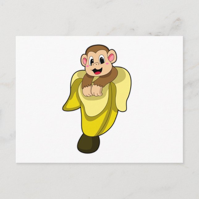 Carte Postale Singe avec peau de banane (Devant)