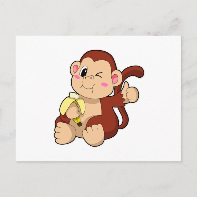 Carte Postale Singe bébé avec banane (Devant)