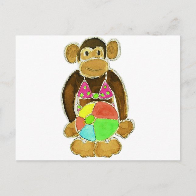 Carte Postale Singe bikini (Devant)
