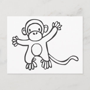 Carte Postale Singe créatif dans le dessin d'esquisse