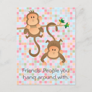 Carte Postale Singe de dessin animé traînant autour