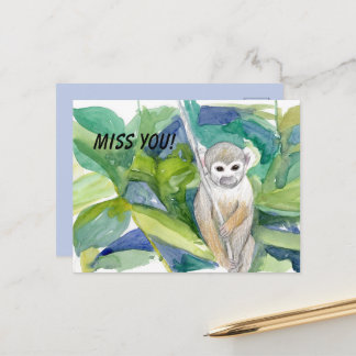 Carte Postale Singe de la jungle de feuilles d'arbre de liane Vo