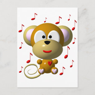 Carte Postale Singe de musique
