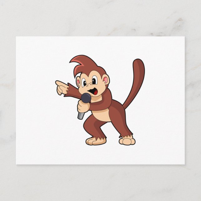 Carte Postale Singe en chanteur avec microphone.PNG (Devant)