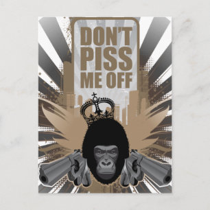 Carte Postale Singe en colère avec un pistolet
