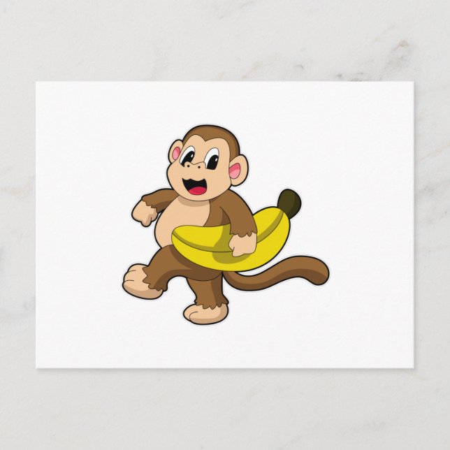 Carte Postale Singe en course avec banane (Devant)
