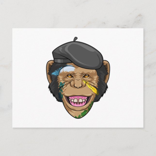 Carte Postale Singe en peintre (Devant)