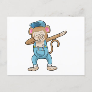 Carte Postale Singe en tant que mécanicien au dab de danse hip h