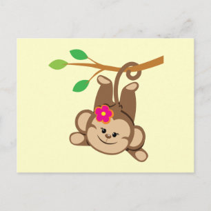 Carte Postale Singe qui balaie la fille