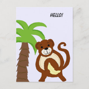 Carte Postale Singe ridicule avec palmier