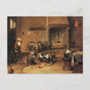 Carte postale singe : Singes dans la cuisine par T