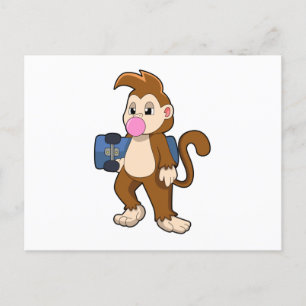 Carte Postale Singe skater avec planche à roulettes