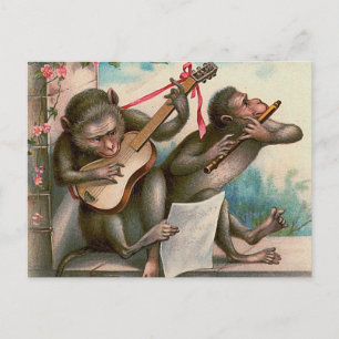 Carte postale "Singes musicaux Vintages"