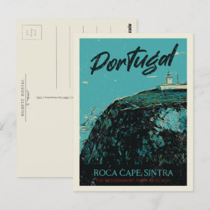 Carte Postale Sintra Roca cape illustration Portugal