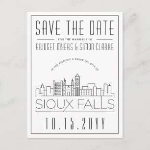 Carte Postale Sioux Falls Mariage Skyline stylisé Enregistrer la