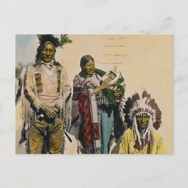 Carte Postale Sioux Indian Grey Eagle and Family Stereoview (Devant)