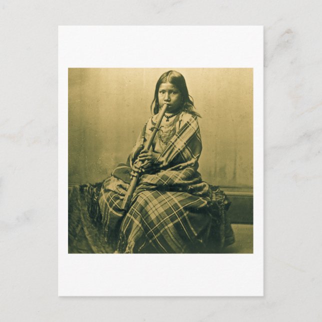 Carte Postale Sioux Musicien Girl Sepia (Devant)