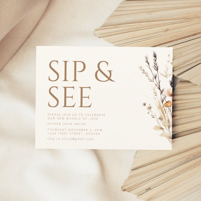 Carte Postale Sip et voir l'Invitation Baby shower (Créateur téléchargé)