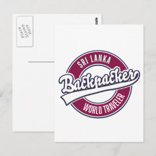 Carte Postale Sir backpacker voyageur mondial logo rétro