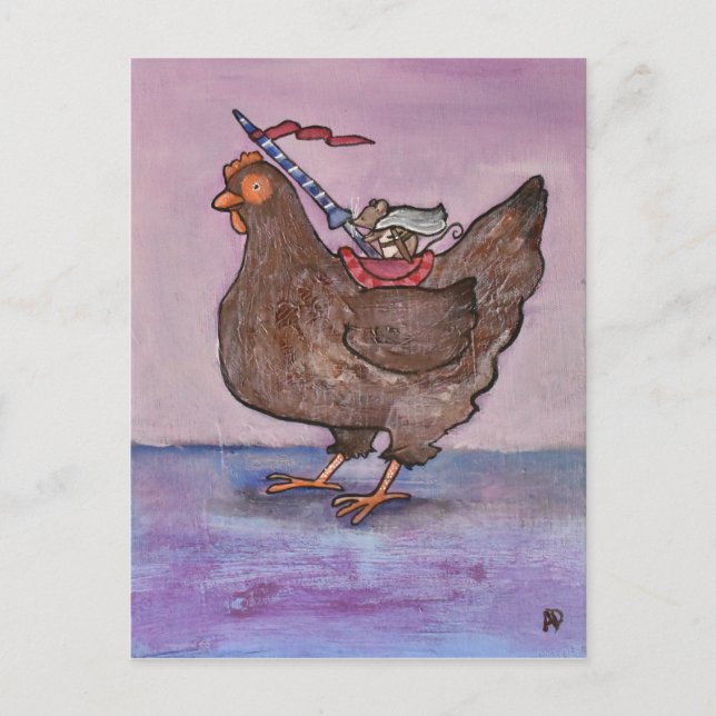 Carte Postale Sir Greymouse Souris Chevalier Livre de poulet Art (Devant)