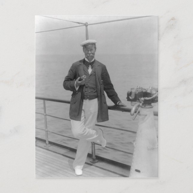 Carte Postale Sir Thomas Lipton à son yacht (Devant)