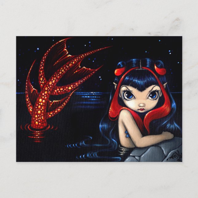 Carte postale "Sirène à queue rouge" (Devant)
