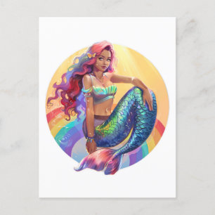 Carte Postale Sirène arc-en-ciel