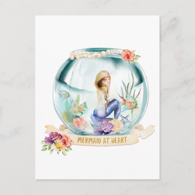 Carte Postale Sirène au coeur (Devant)