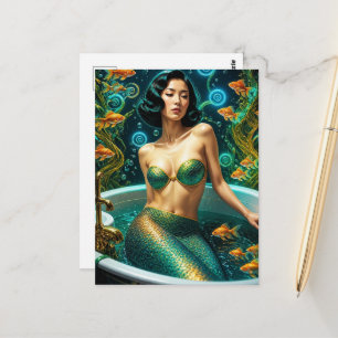 Carte Postale Sirène Belle Unique dans le Bain