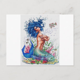 Carte Postale Sirène bleu