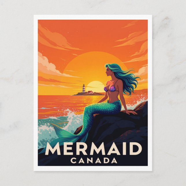 Carte Postale Sirène Canada Fantastique Coucher de soleil Style  (Devant)