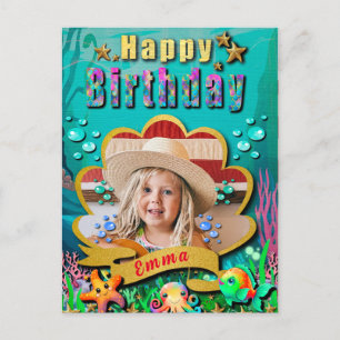 Carte Postale Sirène, Coquillage, Amis d'animaux marins, Coral R