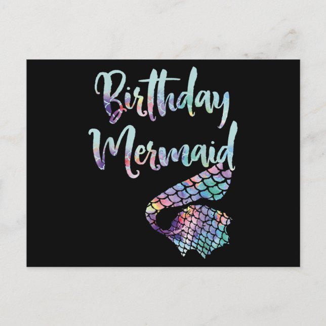 Carte Postale Sirène d'anniversaire (Devant)