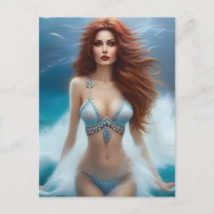 Carte Postale Sirène dans un Bikini bleu